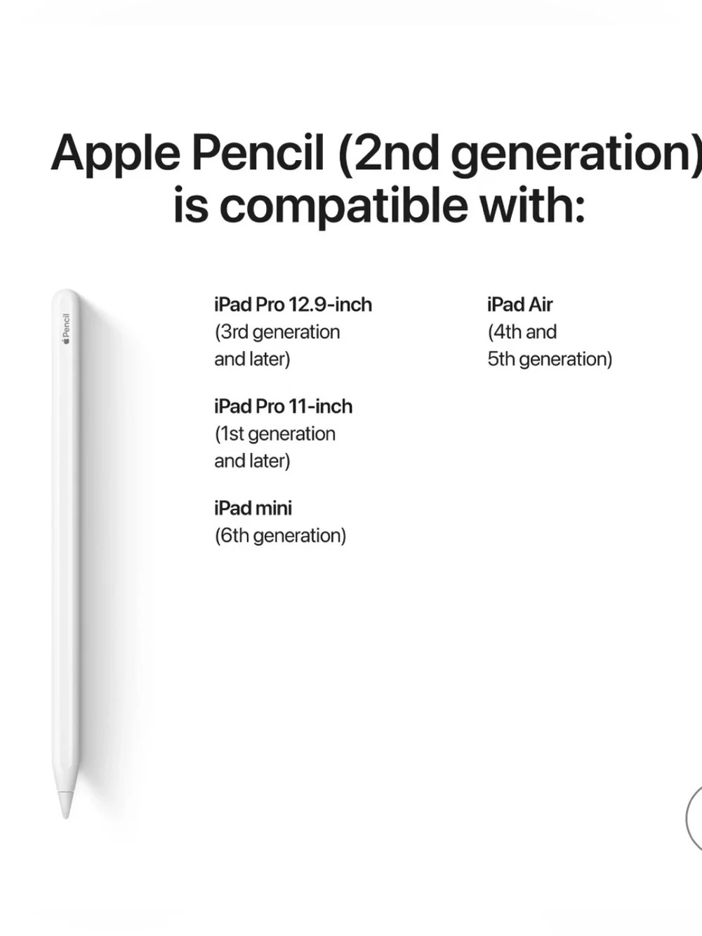 Apple Pencil (2nd Generation) White Stylus